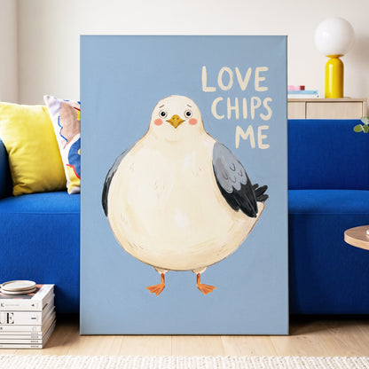 Chips, Please!, blue, white, beige nature wall art displayed in a styled interior, gallery view 7