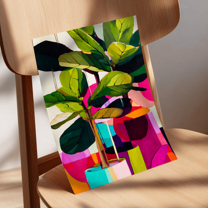 Chromatic Canopy, green, pink, black nature wall art displayed in a styled interior, gallery view 5