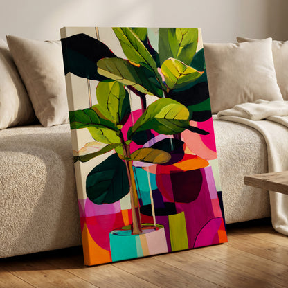 Chromatic Canopy, green, pink, black nature wall art displayed in a styled interior, gallery view 7