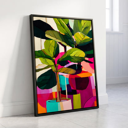 Chromatic Canopy, green, pink, black nature wall art displayed in a styled interior, gallery view 8