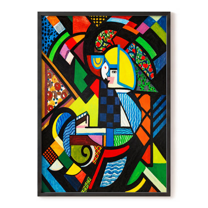 Chromatic Confluence, multicolor, black, blue abstract wall art, front artwork view