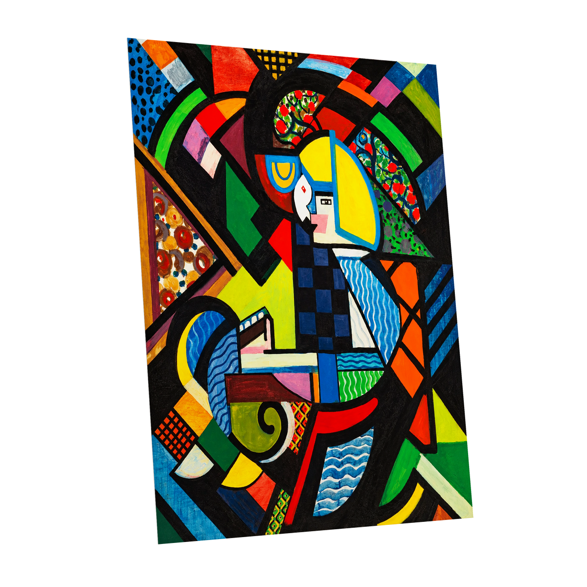 Chromatic Confluence, multicolor, black, blue abstract wall art shown as a unframed poster wall art print