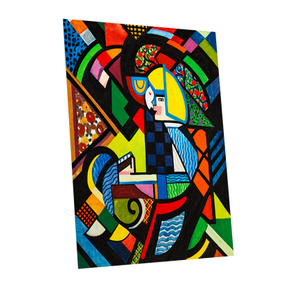 Chromatic Confluence, multicolor, black, blue abstract wall art shown as a unframed poster wall art print