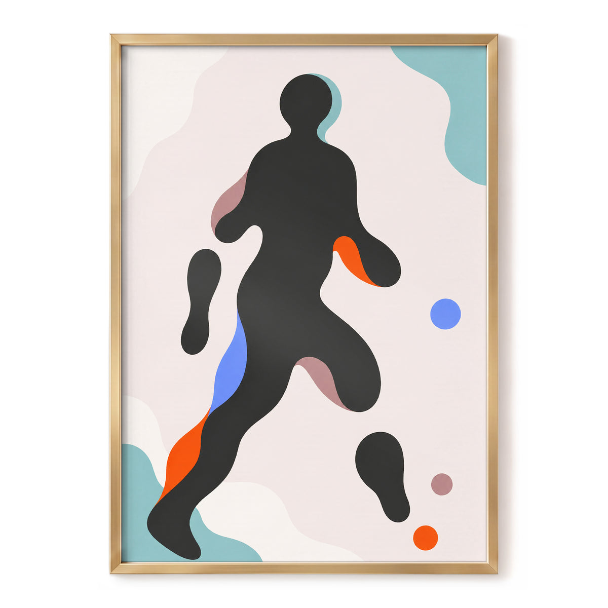 Chromatic Drift, black, pink, blue abstract wall art, front artwork view