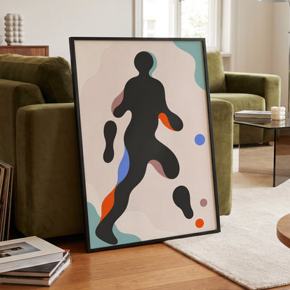 Chromatic Drift, black, pink, blue abstract wall art displayed in a styled interior, gallery view 2