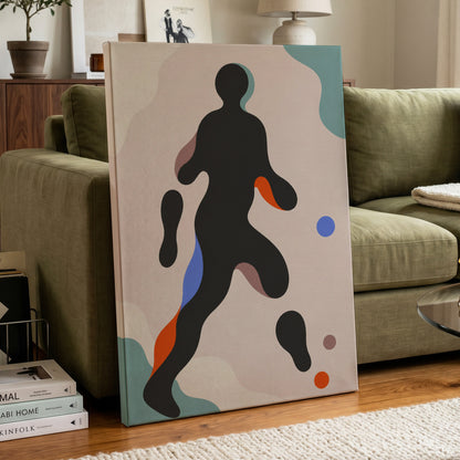 Chromatic Drift, black, pink, blue abstract wall art displayed in a styled interior, gallery view 3