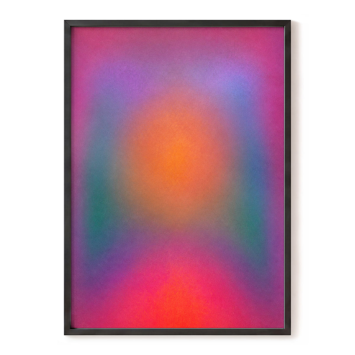 Chromatic Ember, pink, purple, orange abstract wall art, front artwork view