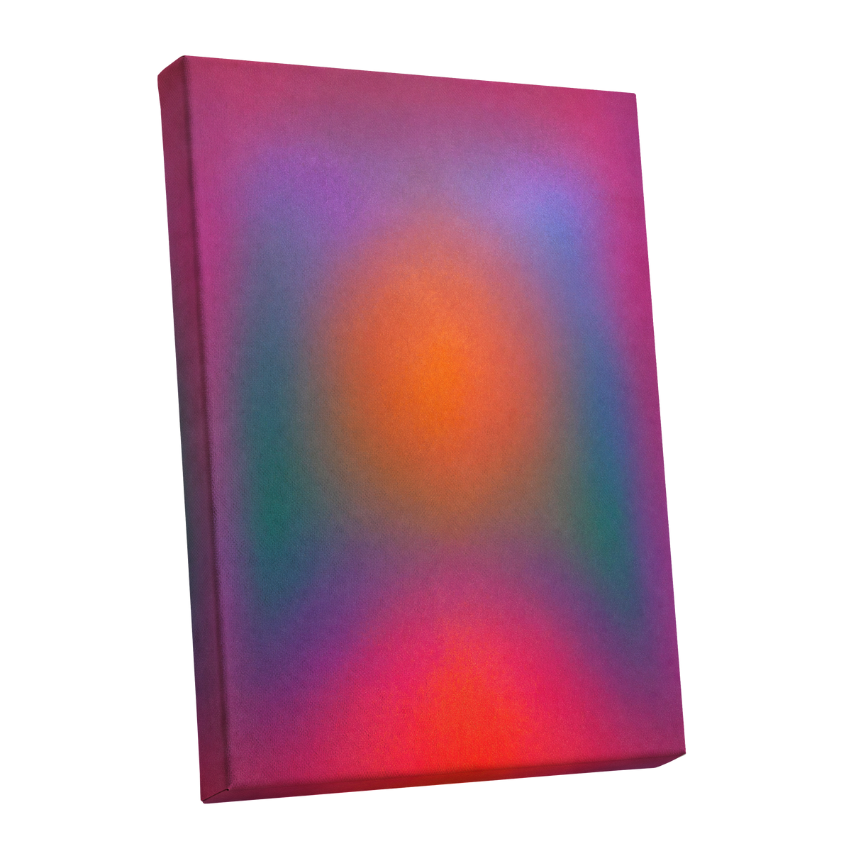 Chromatic Ember, pink, purple, orange abstract wall art shown as a stretched canvas wall art