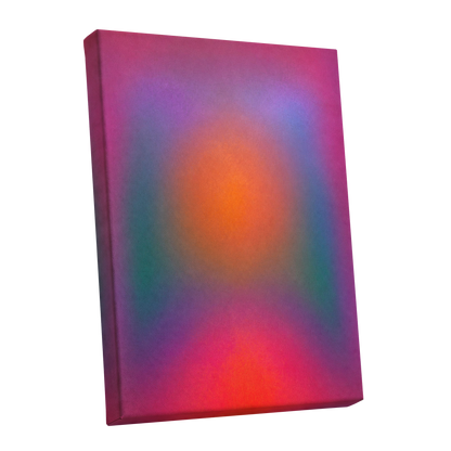 Chromatic Ember, pink, purple, orange abstract wall art shown as a stretched canvas wall art