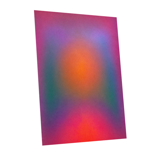 Chromatic Ember, pink, purple, orange abstract wall art shown as a unframed poster wall art print
