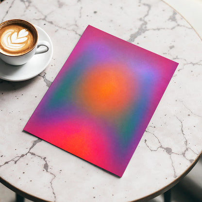 Chromatic Ember, pink, purple, orange abstract wall art displayed in a styled interior, gallery view 5