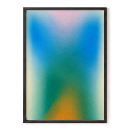 Chromatic Haze, blue, green, pink abstract wall art, front artwork view