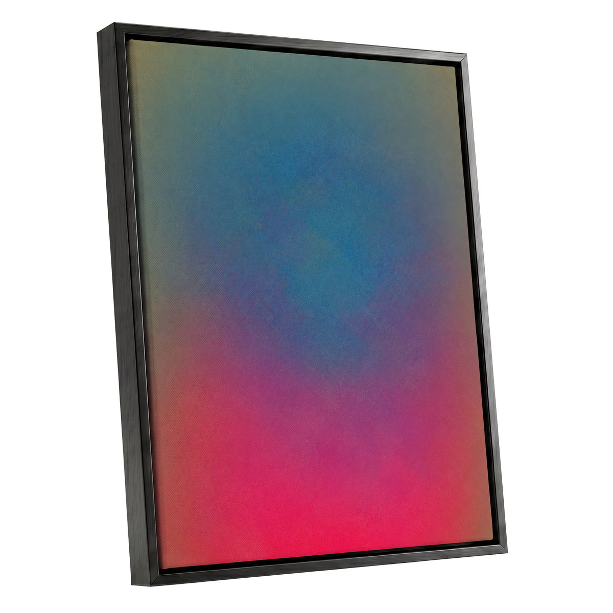 Chromatic Hush, blue, green, purple abstract wall art shown as a black framed canvas wall art