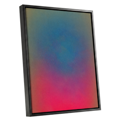 Chromatic Hush, blue, green, purple abstract wall art shown as a black framed canvas wall art