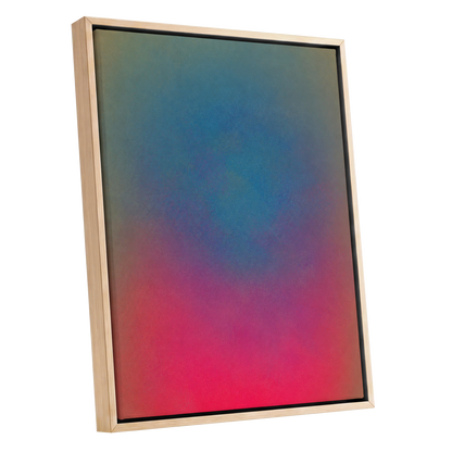 Chromatic Hush, blue, green, purple abstract wall art shown as a oak framed canvas wall art