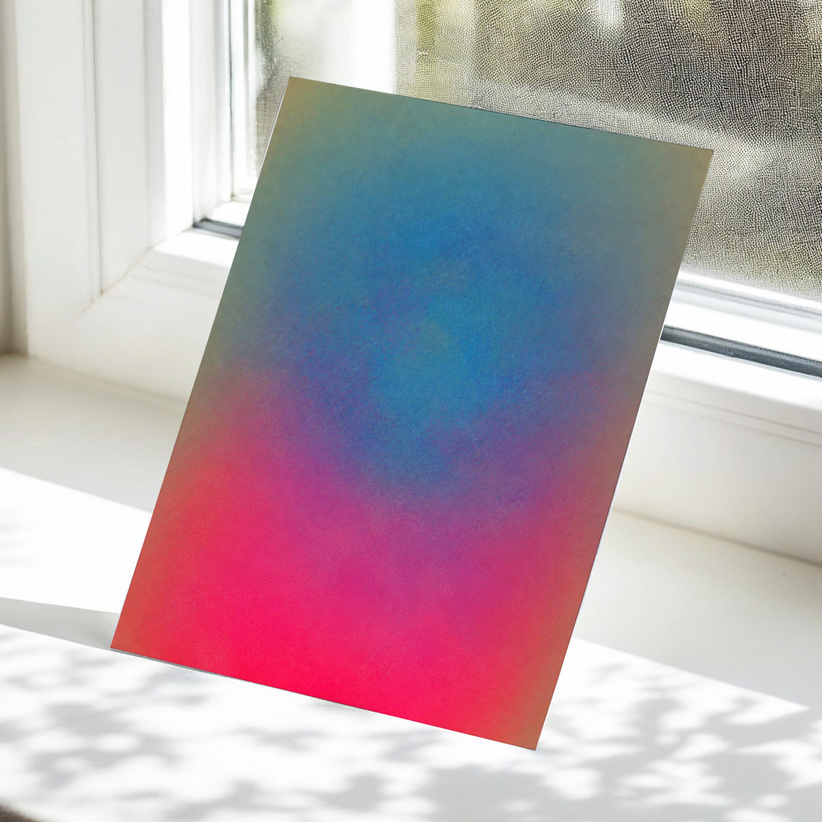 Chromatic Hush, blue, green, purple abstract wall art displayed in a styled interior, gallery view 5