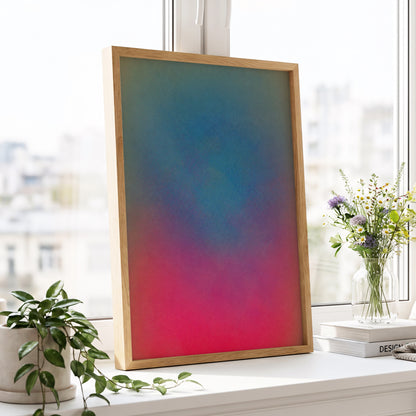 Chromatic Hush, blue, green, purple abstract wall art displayed in a styled interior, gallery view 6