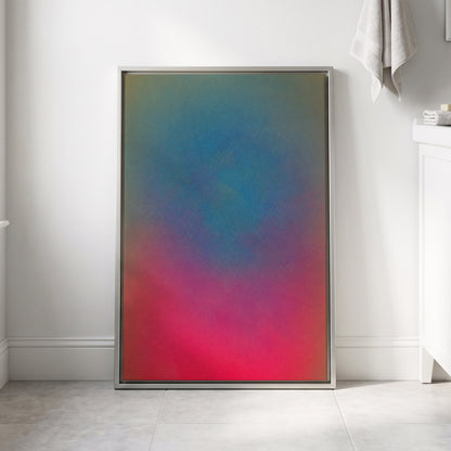 Chromatic Hush, blue, green, purple abstract wall art displayed in a styled interior, gallery view 8