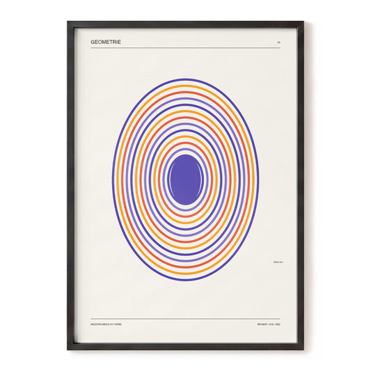 Chromatic Orbit, beige, purple, orange abstract wall art, front artwork view