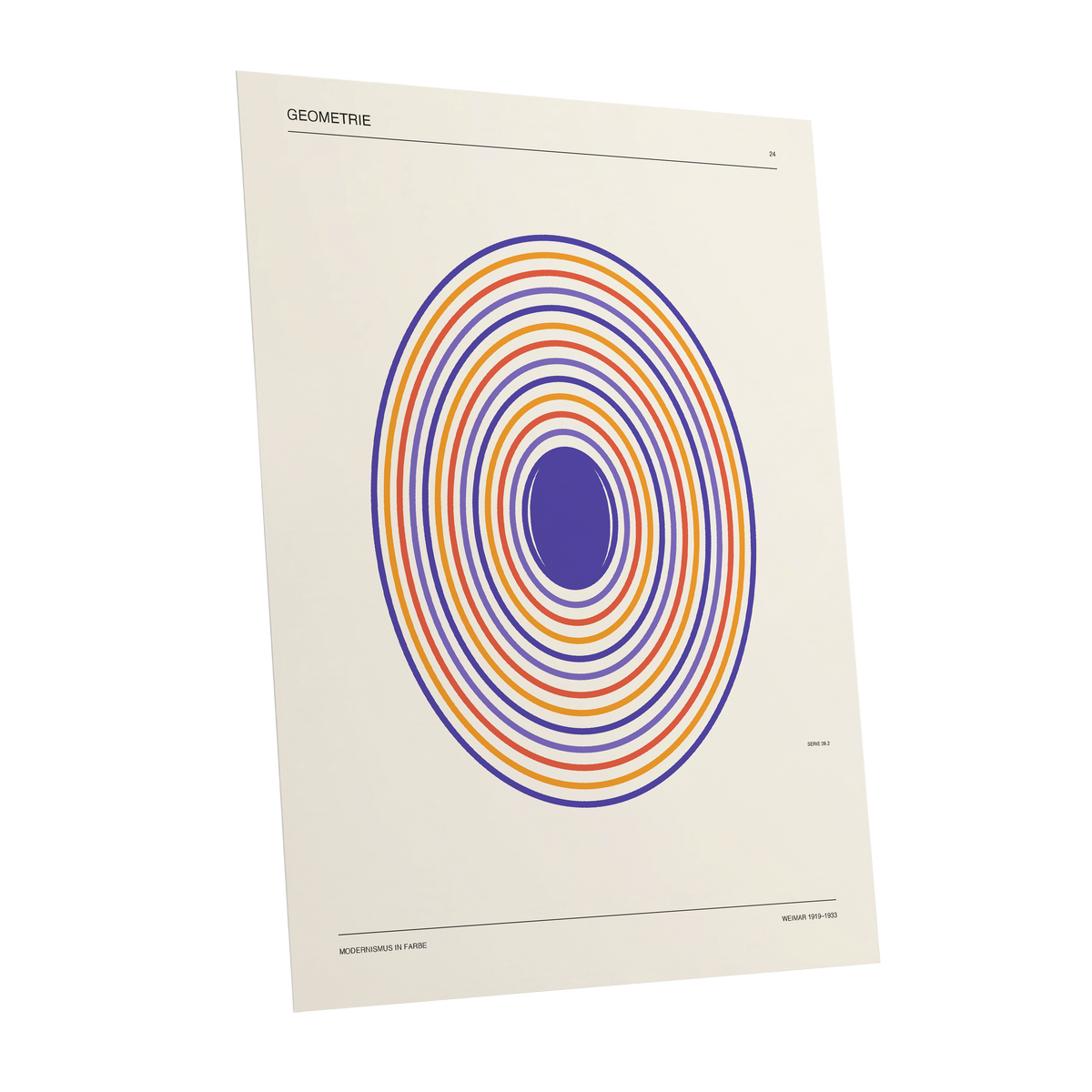Chromatic Orbit, beige, purple, orange abstract wall art shown as a unframed poster wall art print
