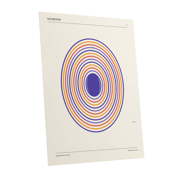 Chromatic Orbit, beige, purple, orange abstract wall art shown as a unframed poster wall art print