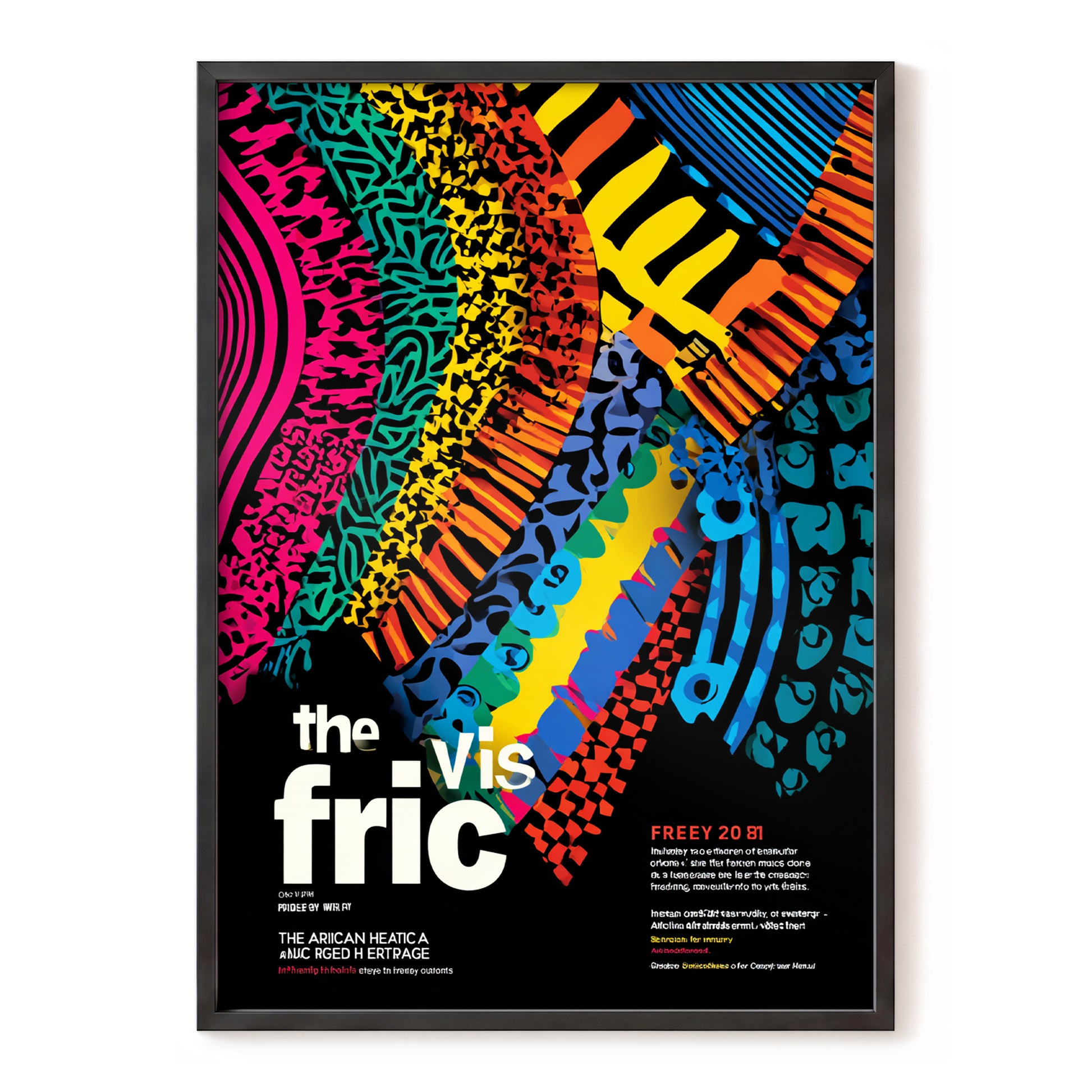Chromatic Rhythm, black, blue, pink abstract wall art, front artwork view