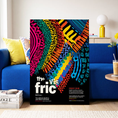 Chromatic Rhythm, black, blue, pink abstract wall art on canvas displayed in a styled interior, gallery view 2