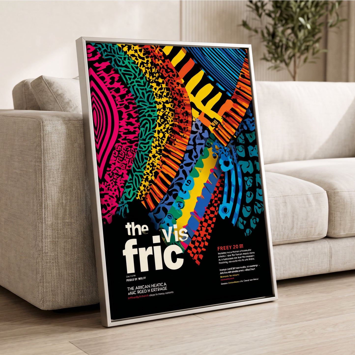 Chromatic Rhythm, black, blue, pink abstract wall art displayed in a styled interior, gallery view 2
