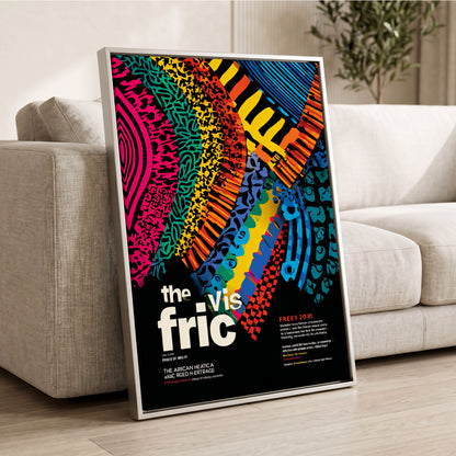 Chromatic Rhythm, black, blue, pink abstract wall art displayed in a styled interior, gallery view 2