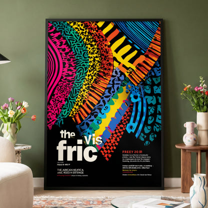 Chromatic Rhythm, black, blue, pink abstract wall art displayed in a styled interior, gallery view 4
