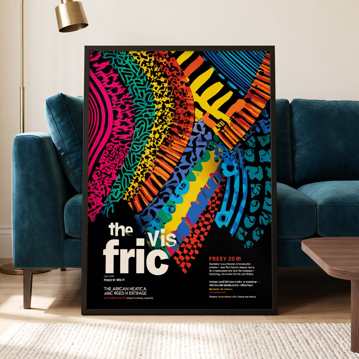 Chromatic Rhythm, black, blue, pink abstract wall art displayed in a styled interior, gallery view 5