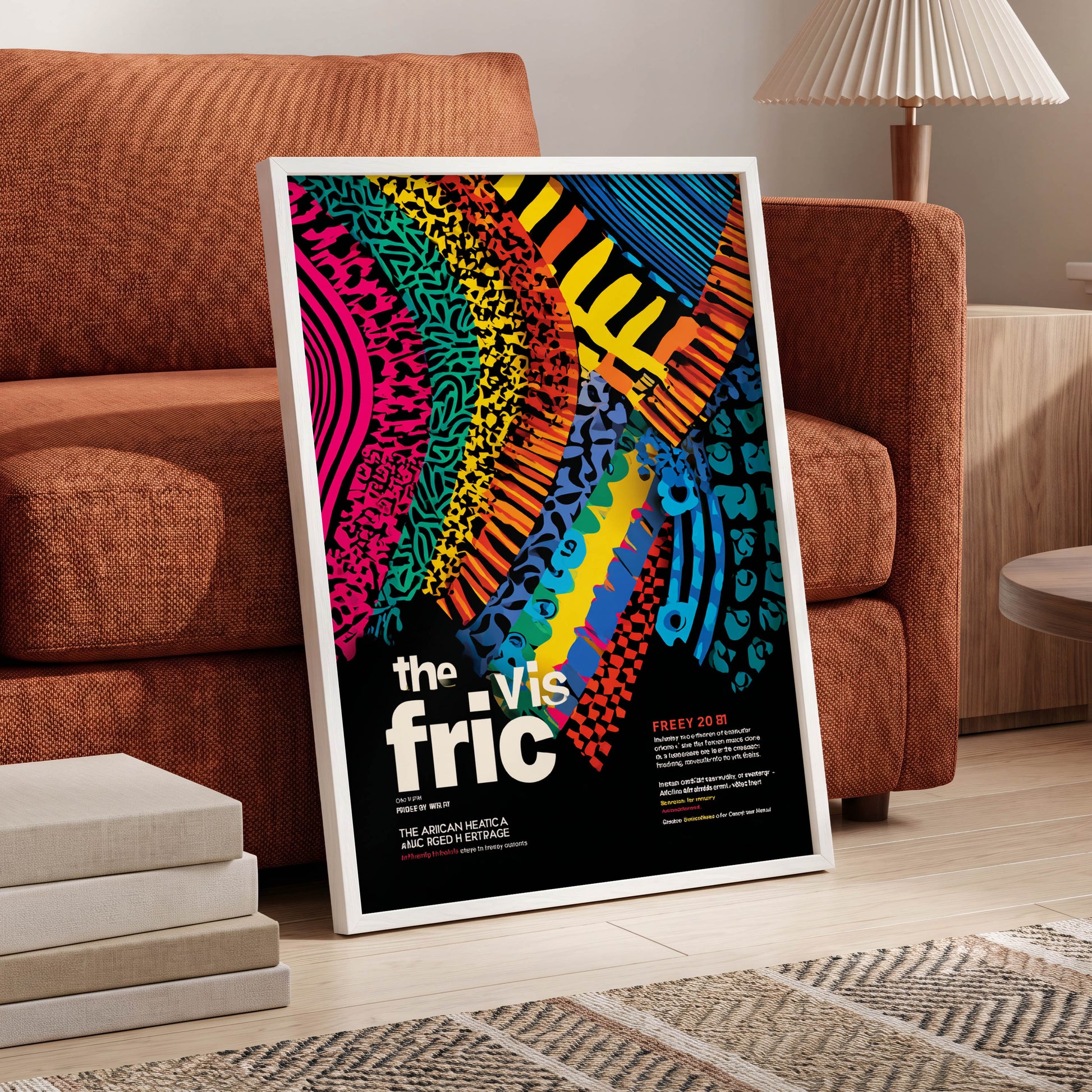 Chromatic Rhythm, black, blue, pink abstract wall art displayed in a styled interior, gallery view 6