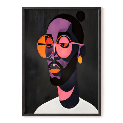 Chromatic Spectacles, black, pink, purple abstract wall art, front artwork view