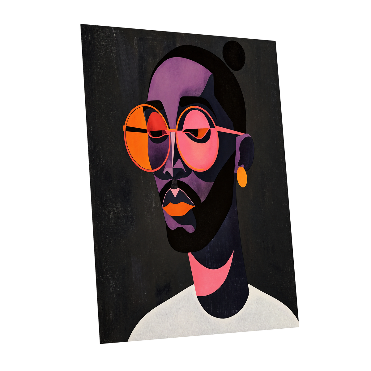 Chromatic Spectacles, black, pink, purple abstract wall art shown as a unframed poster wall art print