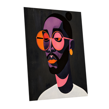 Chromatic Spectacles, black, pink, purple abstract wall art shown as a unframed poster wall art print