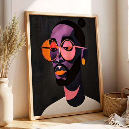 Chromatic Spectacles, black, pink, purple abstract wall art displayed in a styled interior, gallery view 4