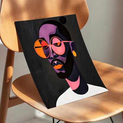 Chromatic Spectacles, black, pink, purple abstract wall art displayed in a styled interior, gallery view 5