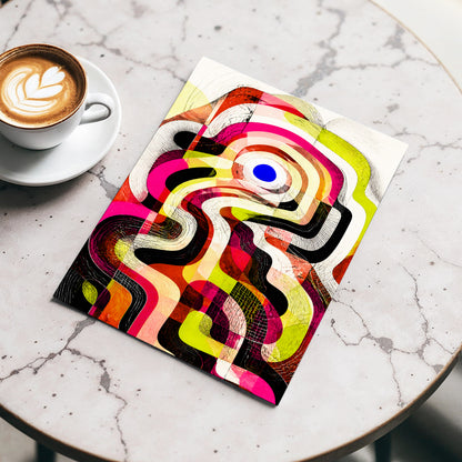 Chromatic Switchback, pink, green, black abstract wall art displayed in a styled interior, gallery view 5