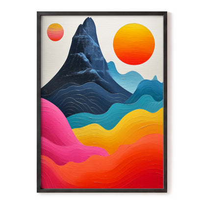 Chromatic Tides, blue, pink, orange nature wall art, front artwork view