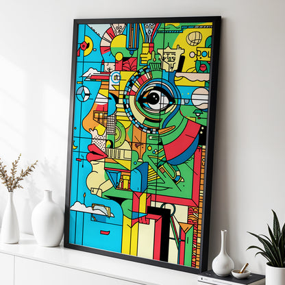 Chromatic Watch, blue, green, yellow abstract wall art displayed in a styled interior, gallery view 4