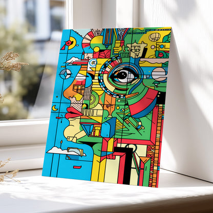 Chromatic Watch, blue, green, yellow abstract wall art displayed in a styled interior, gallery view 6
