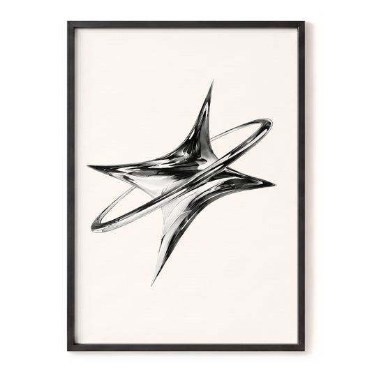 Chrome Orbit, black, beige, gray abstract wall art, front artwork view