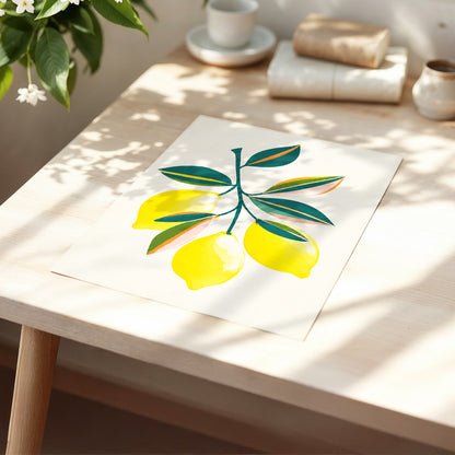 Citrus Colourplay, yellow, green, beige nature wall art displayed in a styled interior, gallery view 5