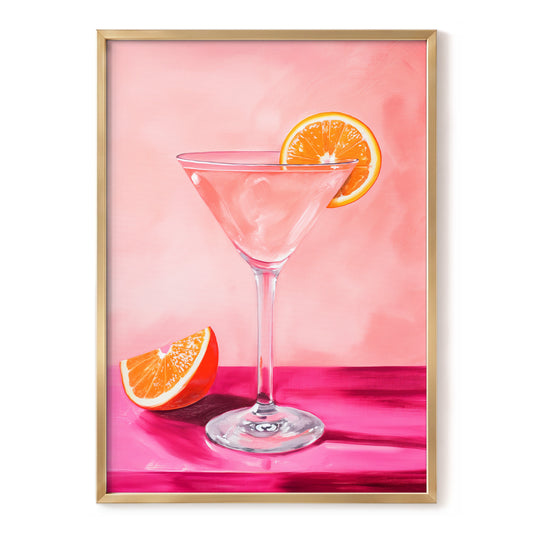 Citrus Hour, pink, orange, white minimalist wall art, front artwork view