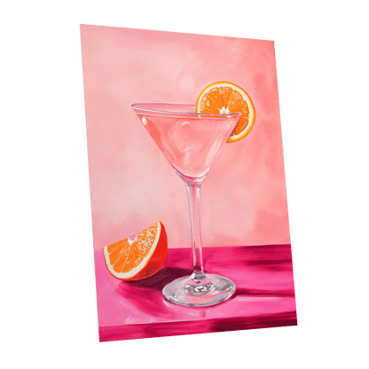 Citrus Hour, pink, orange, white minimalist wall art shown as a unframed poster wall art print