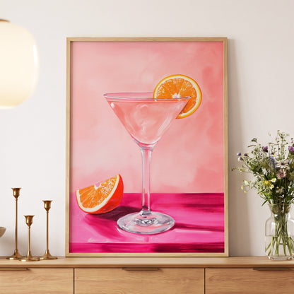 Citrus Hour, pink, orange, white minimalist wall art displayed in a styled interior, gallery view 4