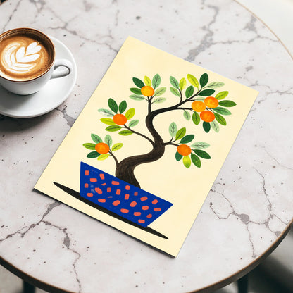 Citrus in Cobalt, orange, green, blue nature wall art displayed in a styled interior, gallery view 5