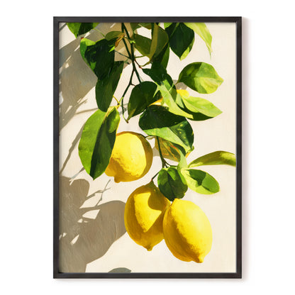 Citrus in High Summer, green, yellow, beige nature wall art, front artwork view