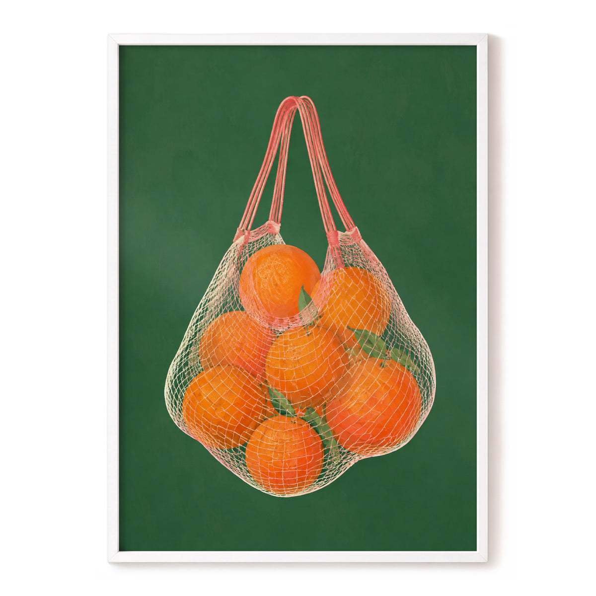 Citrus in the Air, orange, green, pink nature wall art, front artwork view