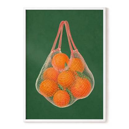 Citrus in the Air, orange, green, pink nature wall art, front artwork view